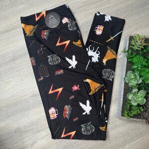 Harry Potter Casting Magic Spells Print Black Soft Leggings